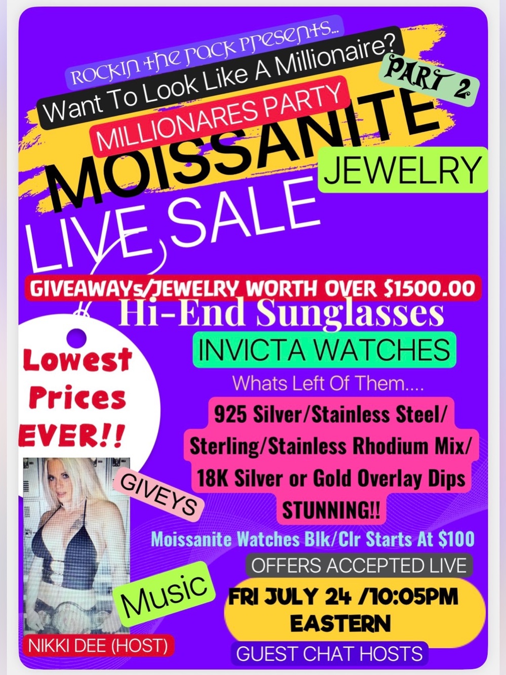 Part 2 MILLIONAIRES PARTY/Moissanite/925 Silver Stainless St/BIG JEWELRY GIVEY